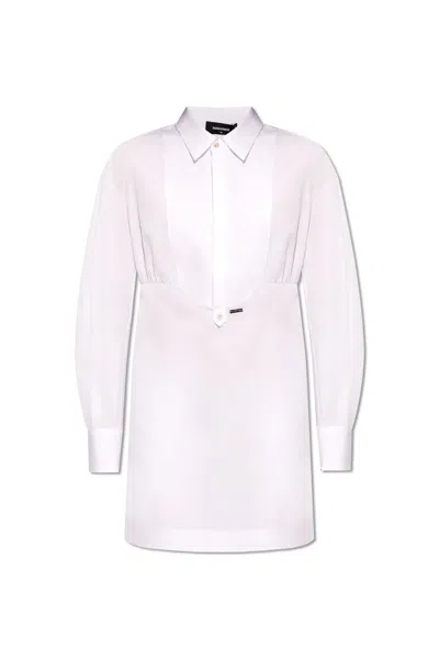 Dsquared2 Long-sleeved Shirt Dress In White