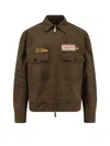 Dsquared2 Embroidered Patch Zip-up Jacket In Brown