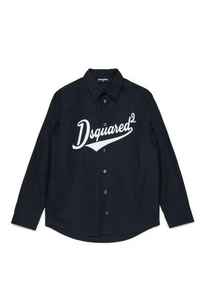 Dsquared2 Kids' Long-sleeved Shirt With Logo In Black