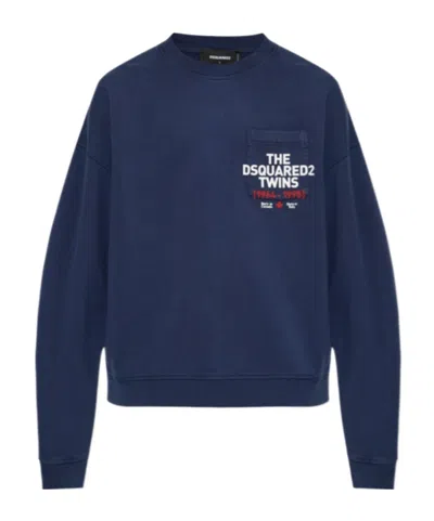 DSQUARED2 DSQUARED2 CHEST POCKET LOGO PRINTED CREWNECK SWEATSHIRT