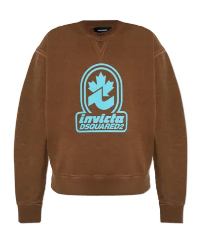 Dsquared2 Printed Sweatshirt In Brown
