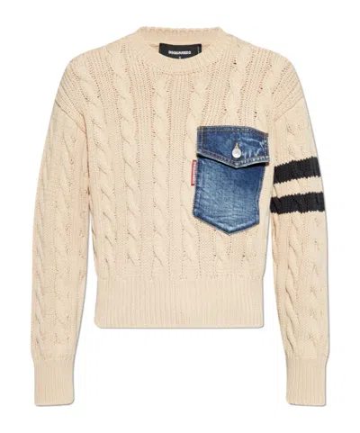 Dsquared2 Long-sleeved Sweater In Beige