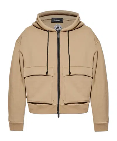 DSQUARED2 DSQUARED2 LOGO EMBOSSED ZIPPED HOODIE