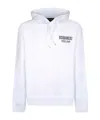 Dsquared2 Logo Print White Sweatshirt With Drawstring Hood In White