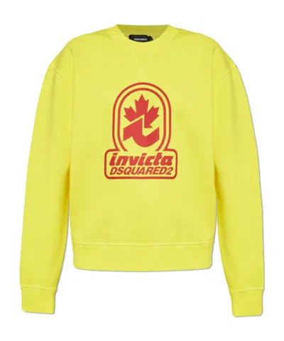 Dsquared2 Printed Sweatshirt In Yellow