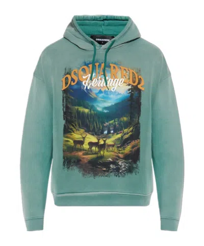 DSQUARED2 DSQUARED2 GRAPHIC PRINTED DRAWSTRING HOODIE