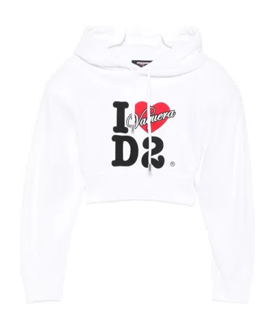 DSQUARED2 LOGO-PRINT CROPPED HOODIE