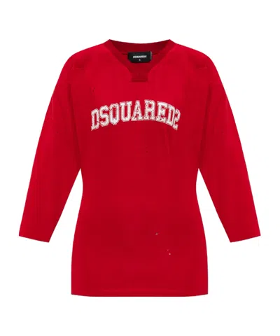 DSQUARED2 DSQUARED2 V-NECK LOGO PRINTED T-SHIRT
