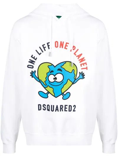 Dsquared2 Long Sleeves Hoodie In Weiss