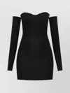Dsquared2 Long Sleeves Shoulder-baring Dress In Black