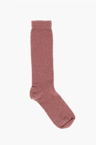 Dsquared2 Long Wool-blend Solid-colour Socks In Brown