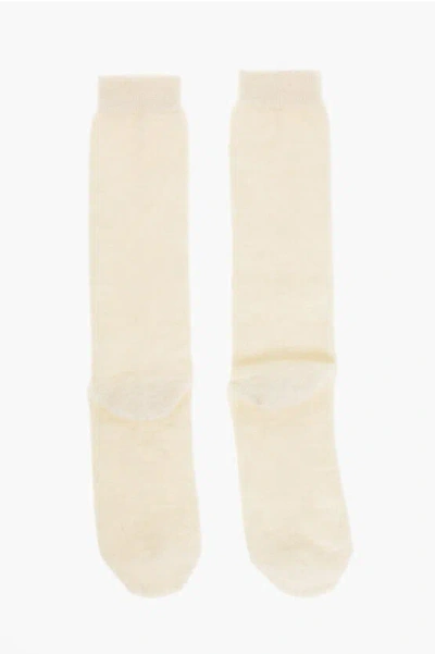 Dsquared2 Long Wool-blend Solid-colour Socks In Neutral