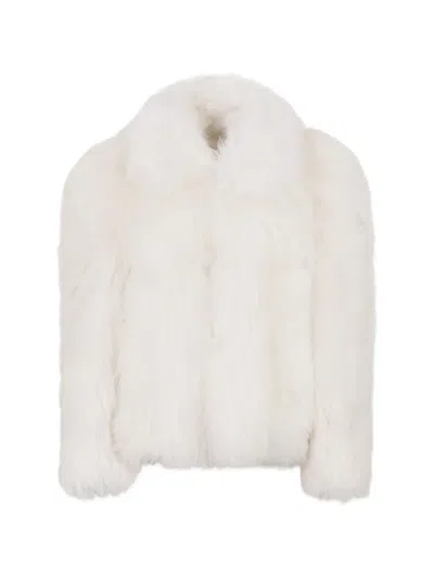 Dsquared2 Long-haired Shearling Coat In White