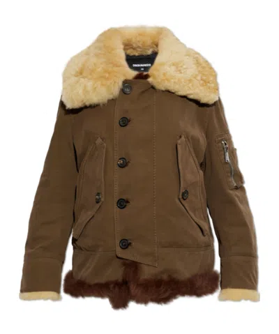 Dsquared2 Long-sleeve Casual Jacket In Brown