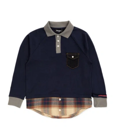 Dsquared2 Long-sleeve Polo Shirt In Blue