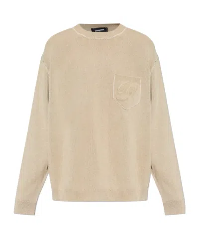 Dsquared2 Long-sleeve Round-neck Sweater In Brown