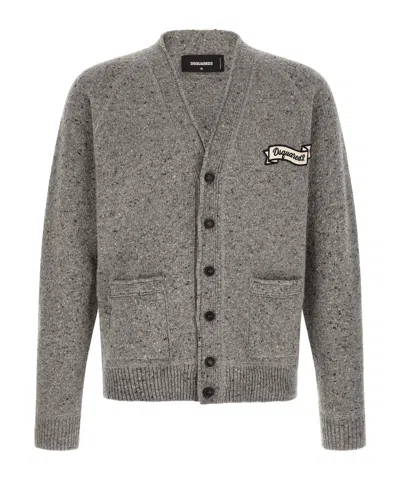 Dsquared2 Long-sleeve Single-breasted Cardigan In Gray