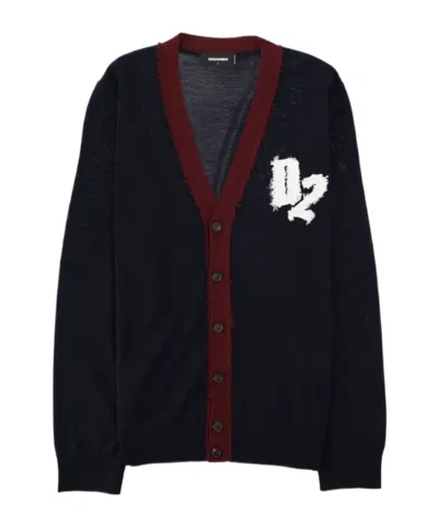 Dsquared2 Long-sleeved Button-down Cardigan In Black