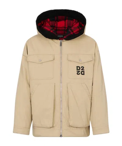 Dsquared2 Long-sleeved Casual Jacket In Brown