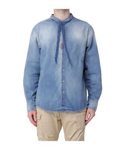 Dsquared2 Long-sleeved Denim Shirt In Blue