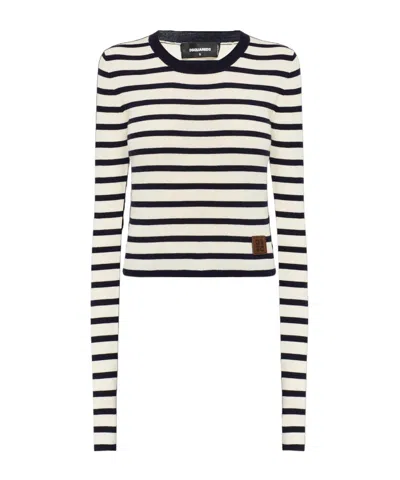 Dsquared2 Long-sleeved Sweater In White