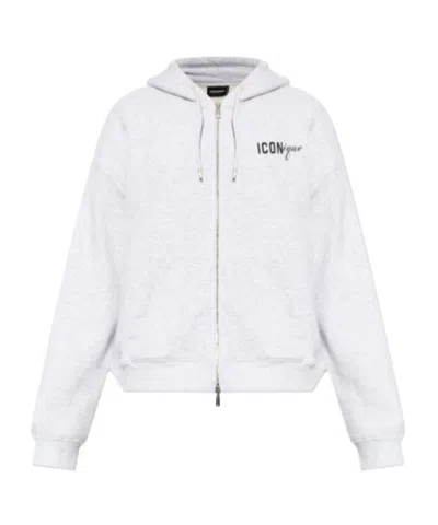 Dsquared2 Graphic-print Zip-up Hoodie In Gray