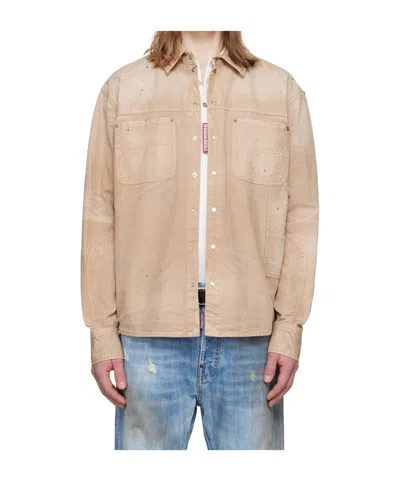 Dsquared2 Long-sleeved Work Shirt In Brown
