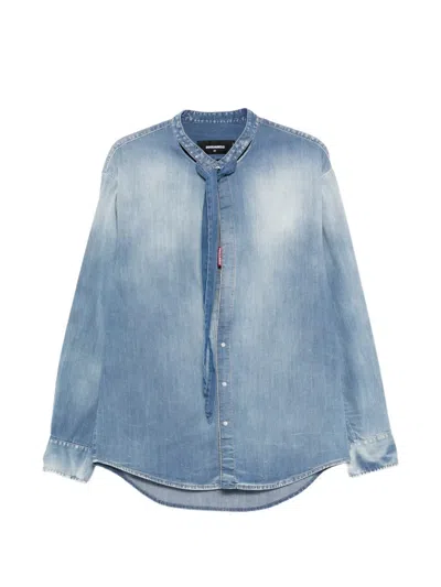 Dsquared2 Long-sleeves Denim Shirt In Blue