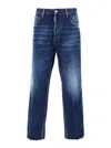 Dsquared2 Blue Five-pocket Jeans With Faded Effect And Logo Patch On The Back In Denim Man In Blue