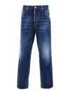 Dsquared2 Blue Five-pocket Jeans With Faded Effect And Logo Patch On The Back In Denim Man In Blue
