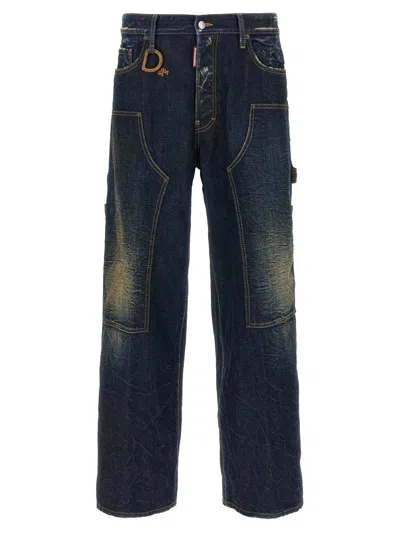 Dsquared2 Relaxed Fit Workwear Trousers In Blue