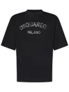 Dsquared2 Loose Fit Black Cotton T-shirt With Vintage Logo