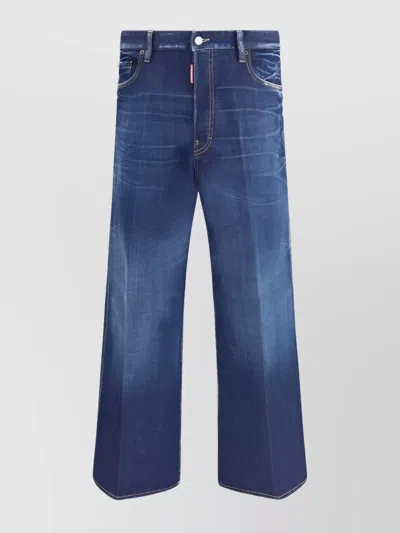 Dsquared2 Loose Fit Cotton Denim Trousers In Blue
