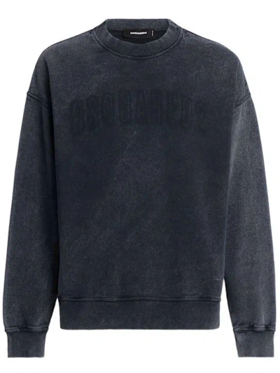 Dsquared2 Loose Fit Cotton Sweatshirt In Black