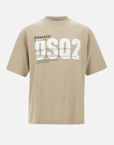 Dsquared2 Loose Fit Cotton T Shirt In Sand