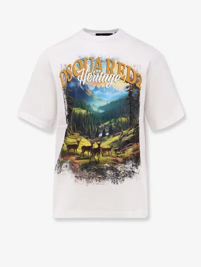 Dsquared2 Men Loose Fit Cotton T-shirt In White