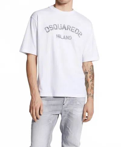 Dsquared2 Loose Fit Faded Milano Short Sleeve Tee In White