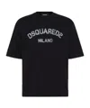 Dsquared2 Loose Fit Black Cotton T-shirt With Vintage Logo In Black