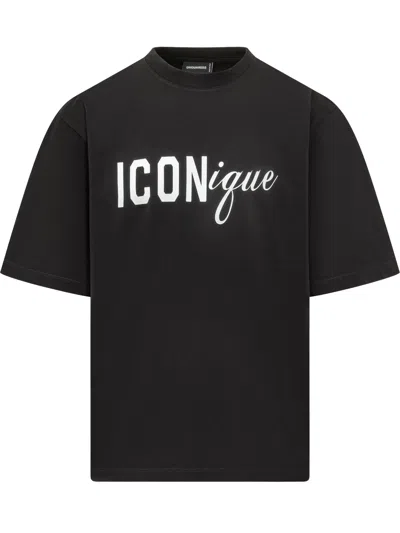 Dsquared2 Loose Fit Logo T-shirt In Black