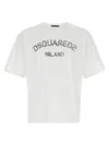 Dsquared2 Loose Fit White Cotton Jersey T-shirt With Vintage-effect Logo In White
