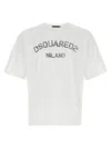Dsquared2 Loose Fit White Cotton Jersey T-shirt With Vintage-effect Logo In White