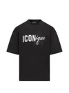 Dsquared2 Black T-shirt Iconique Loose Fit With Round Neck And Logo Print On The Front In Mens Cotton In Black