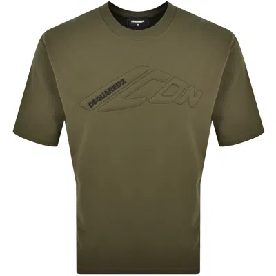 Dsquared2 Loose Fit T Shirt Khaki In Brown