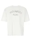 Dsquared2 Loose Fit White Cotton Jersey T-shirt With Vintage-effect Logo