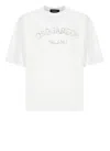 Dsquared2 Loose Fit White Cotton Jersey T-shirt With Vintage-effect Logo In White