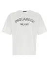 Dsquared2 Loose Fit White Cotton Jersey T-shirt With Vintage-effect Logo In White