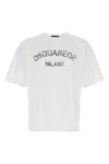 Dsquared2 Loose Fit White Cotton Jersey T-shirt With Vintage-effect Logo In White