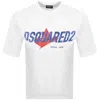 Dsquared2 White T-shirt With Logo Print On The Front In Cotton Man In White