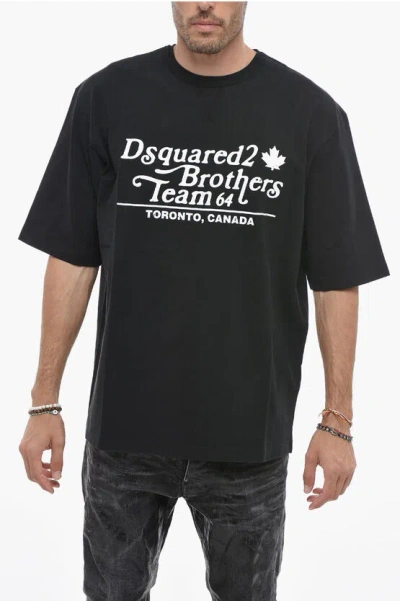 DSQUARED2 LOOSE FIT BROTHERS TEAM T-SHIRT WITH LOGO PRINT