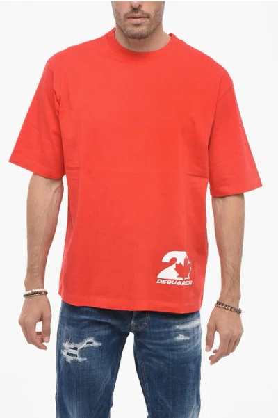 Dsquared2 Loose Fit T-shirt With Logo Print In Red